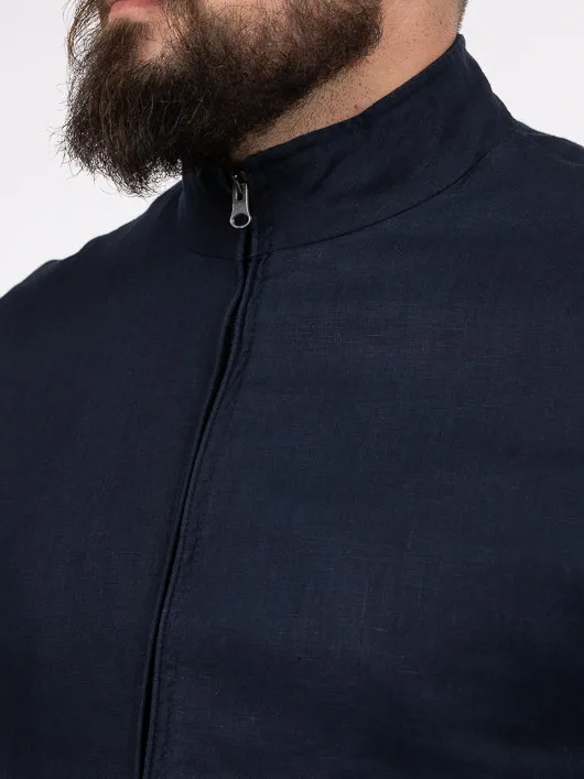 Blouson En Lin Marine Capel Grande Taille  homme grande taille - Capelstore