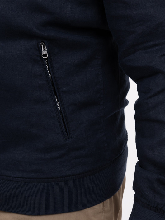 Blouson En Lin Marine Capel Grande Taille  homme grande taille - Capelstore