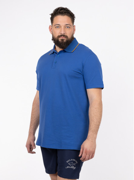 Polo Bleu Contraste Au Col Paul & Shark Grande Taille