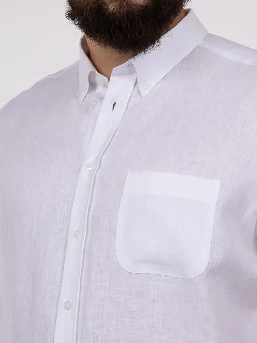 Chemisette Zack/Léo Lin Blanc Capel Grande Taille  homme grande taille - Capelstore