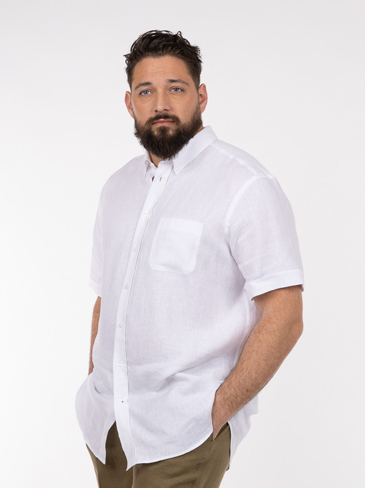 Chemisette Zack/Léo Lin Blanc Capel Grande Taille  homme grande taille - Capelstore