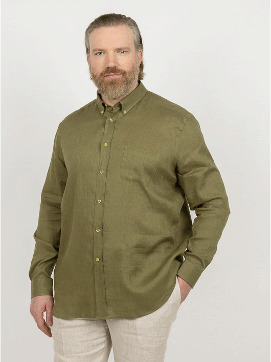 Chemise Ralph/leo Lin Kaki Capel Grande Taille kaki homme grande taille - Capelstore
