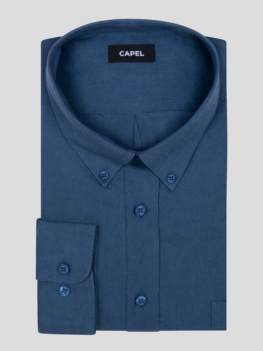 Chemise Ralph/leo Lin Bleu Capel Grande Taille bleu homme grande taille - Capelstore