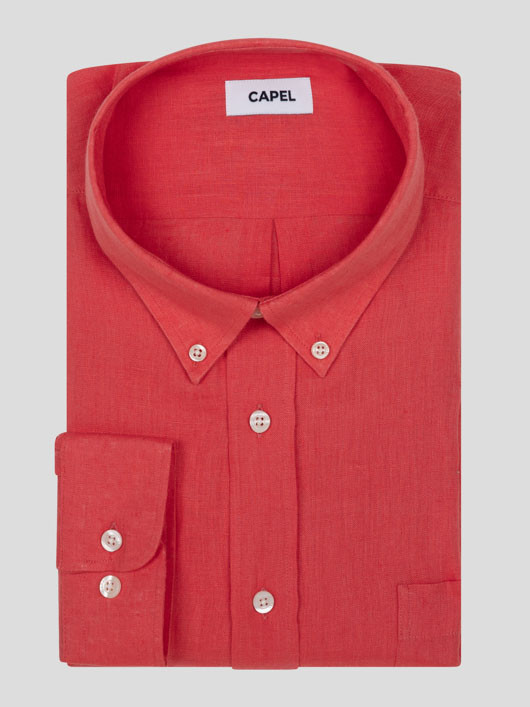 Chemise CHAPS Couleur Corail Avec Col Blanc - Taille L, Coton, Occasion Très Bon état