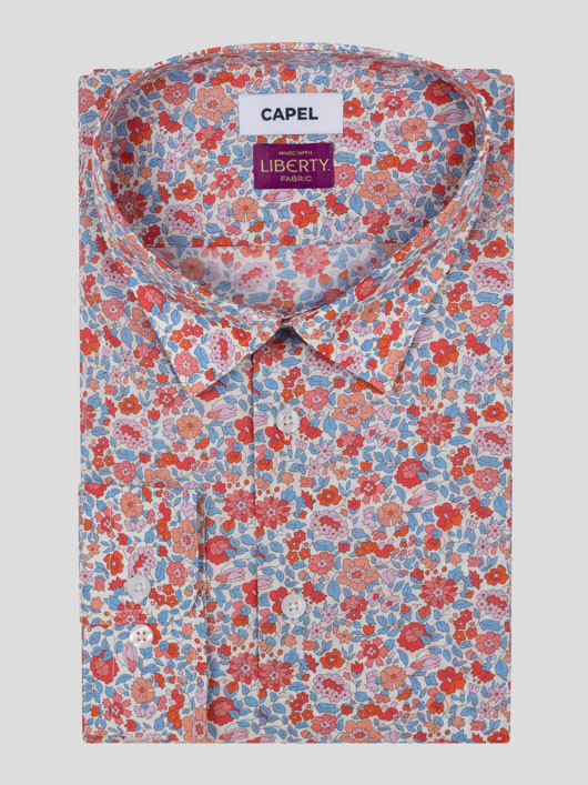 Chemise Tissu Liberty Gianni Fleurs Capel Grande Taille bleu/rouge/orange homme grande taille - Capelstore