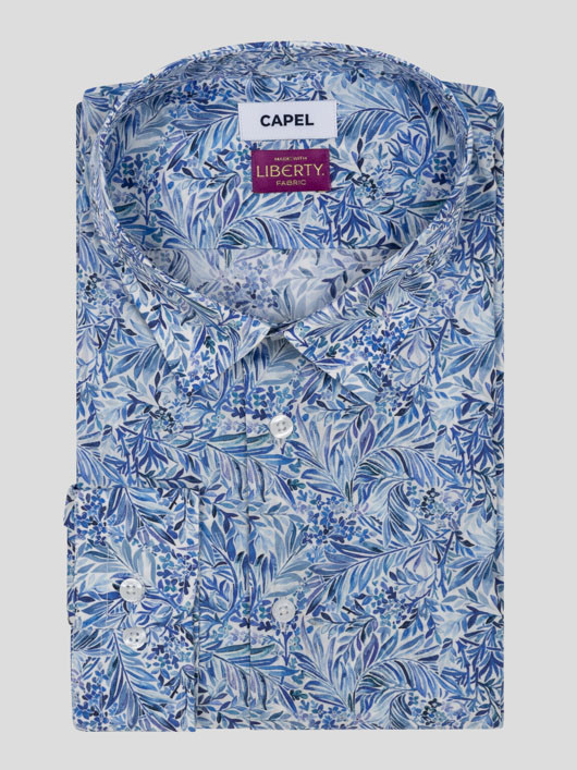 Chemise Tissu Liberty Gianni Capel Grande Taille bleu homme grande taille - Capelstore