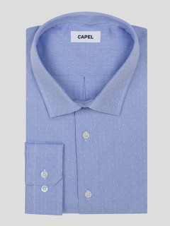 Chemise Max Dobby Bleu Capel Grande Taille bleu homme grande taille - Capelstore