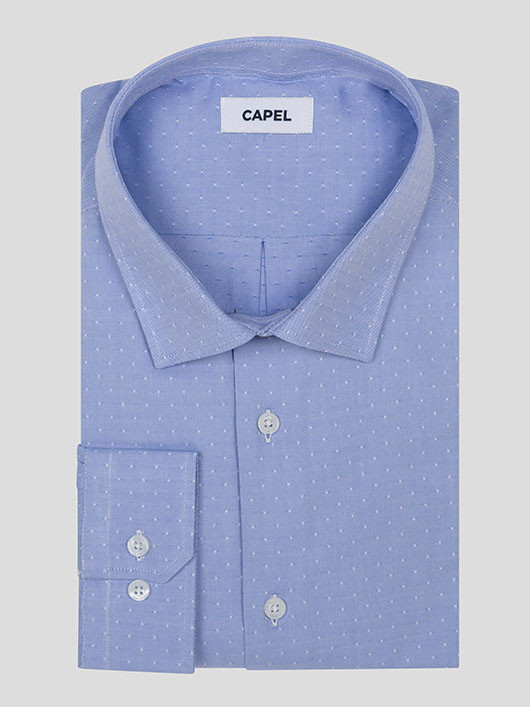 Chemise Max Dobby Bleu Capel Grande Taille bleu homme grande taille - Capelstore