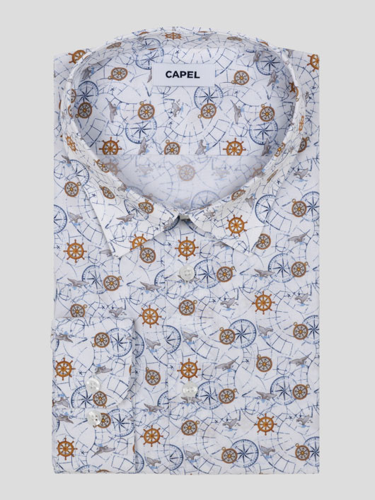 Chemise Gianni Boussoles Capel Grande Taille blanc homme grande taille - Capelstore