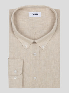 Chemise Ralph/leo Lin Beige Capel Grande Taille beige homme grande taille - Capelstore