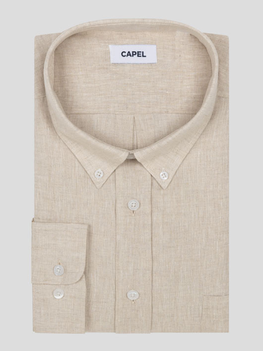 Chemise Ralph/leo Lin Beige Capel Grande Taille beige homme grande taille - Capelstore