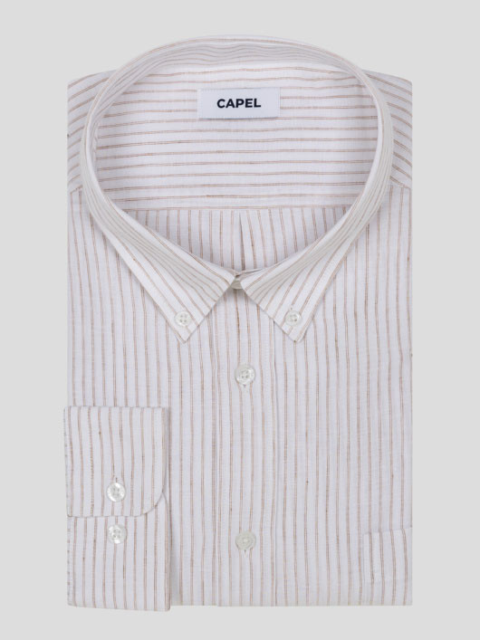 Chemise Ralph Rayee Capel Grande Taille blanc/beige homme grande taille - Capelstore