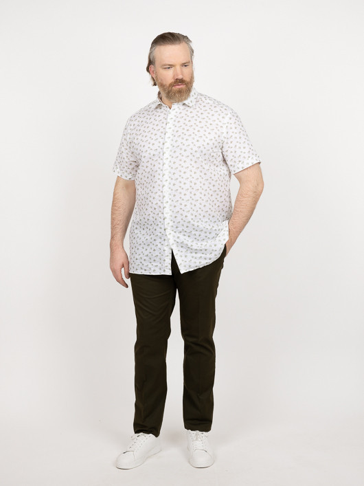 Chemisette Tom Palmiers Capel Grande Taille blanc homme grande taille - Capelstore