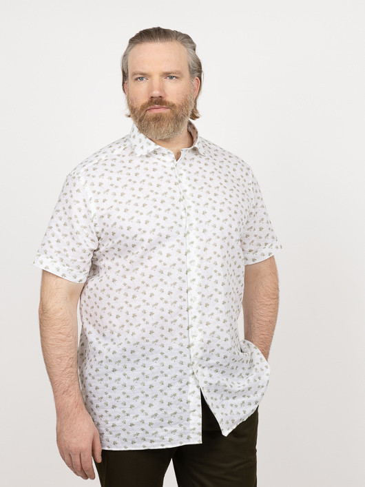 Chemisette Tom Palmiers Capel Grande Taille blanc homme grande taille - Capelstore