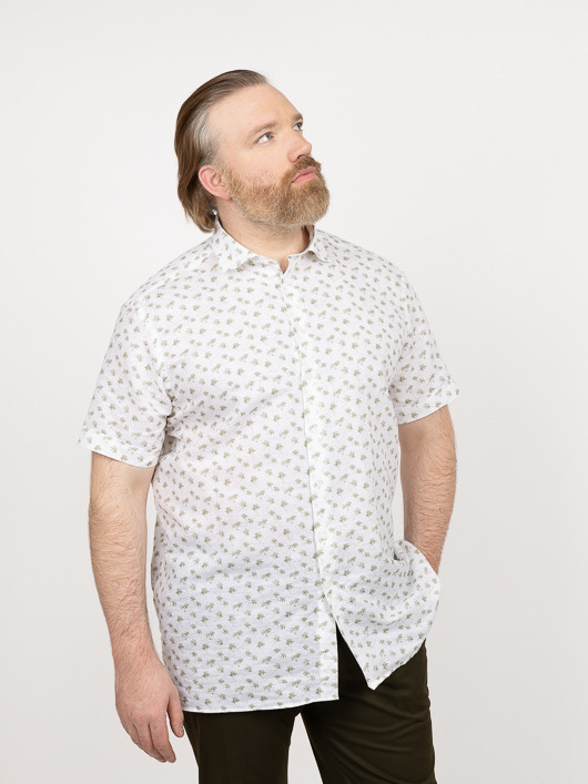 Chemisette Tom Palmiers Capel Grande Taille blanc homme grande taille - Capelstore