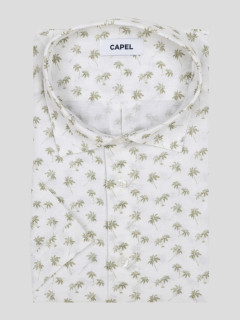 Chemisette Tom Palmiers Capel Grande Taille blanc homme grande taille - Capelstore