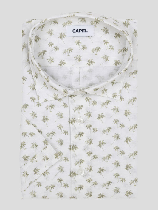 Chemisette Tom Palmiers Capel Grande Taille blanc homme grande taille - Capelstore