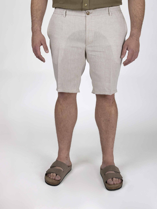Bermuda En Lin Beige Elast. Capel Grande Taille beige homme grande taille - Capelstore