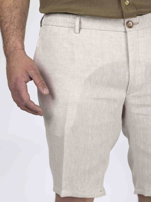 Bermuda En Lin Beige Elast. Capel Grande Taille beige homme grande taille - Capelstore