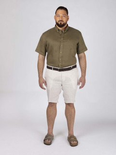 Bermuda En Lin Beige Elast. Capel Grande Taille beige homme grande taille - Capelstore