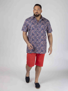 Chemisette Tom Fleurs De Tiare Capel Grande Taille marine/corail homme grande taille - Capelstore