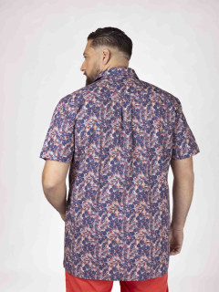 Chemisette Tom Fleurs De Tiare Capel Grande Taille marine/corail homme grande taille - Capelstore