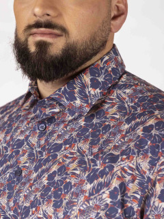 Chemisette Tom Fleurs De Tiare Capel Grande Taille marine/corail homme grande taille - Capelstore