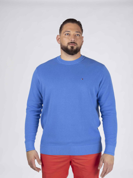 Pull Bleu Coton Col Rond Tommy Hilfiger Grande Taille