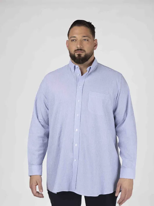 Chemise Ralph Seersucker Capel Grande Taille bleu homme grande taille - Capelstore