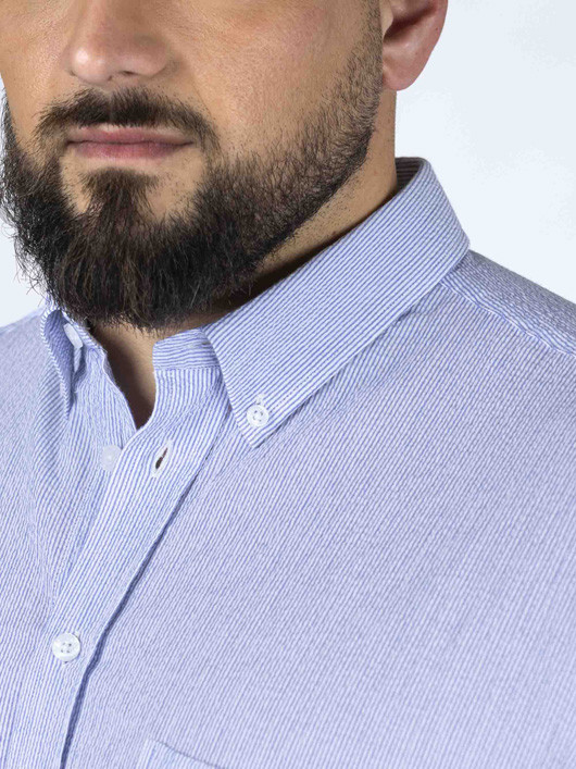 Chemise Ralph Seersucker Capel Grande Taille bleu homme grande taille - Capelstore