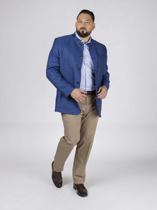 Veste Autrichienne Lin Capel Grande Taille bleu outremer homme