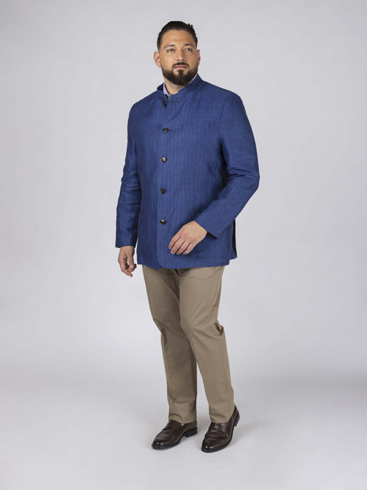 Veste Autrichienne Lin Capel Grande Taille bleu outremer homme grande taille - Capelstore