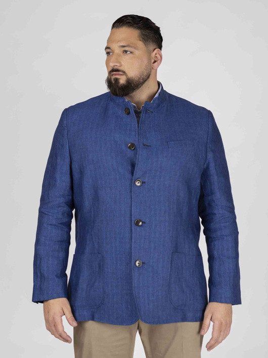 Veste Autrichienne Lin Capel Grande Taille bleu outremer homme grande taille - Capelstore