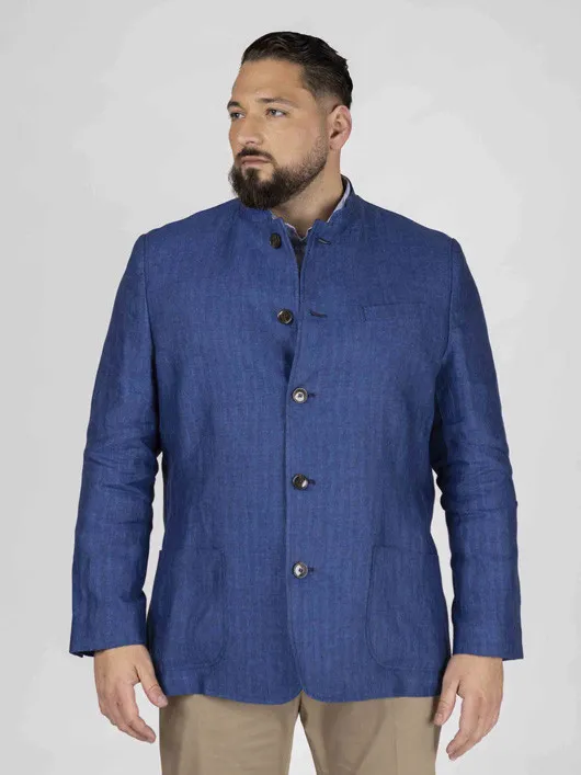 Veste Autrichienne Lin Capel Grande Taille bleu outremer homme grande taille - Capelstore
