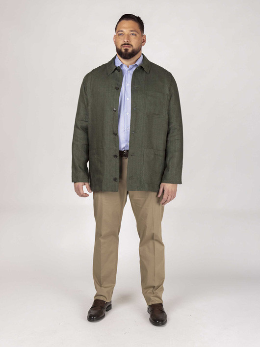 Veste Worker Lin Vert Capel Grande Taille vert homme grande taille - Capelstore