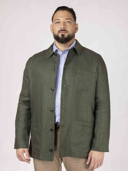 Veste Worker Lin Vert Capel Grande Taille