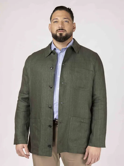 Veste Worker Lin Vert Capel Grande Taille vert homme grande taille - Capelstore