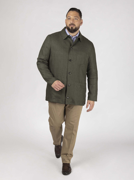 Veste Worker Lin Vert Capel Grande Taille vert homme grande taille - Capelstore