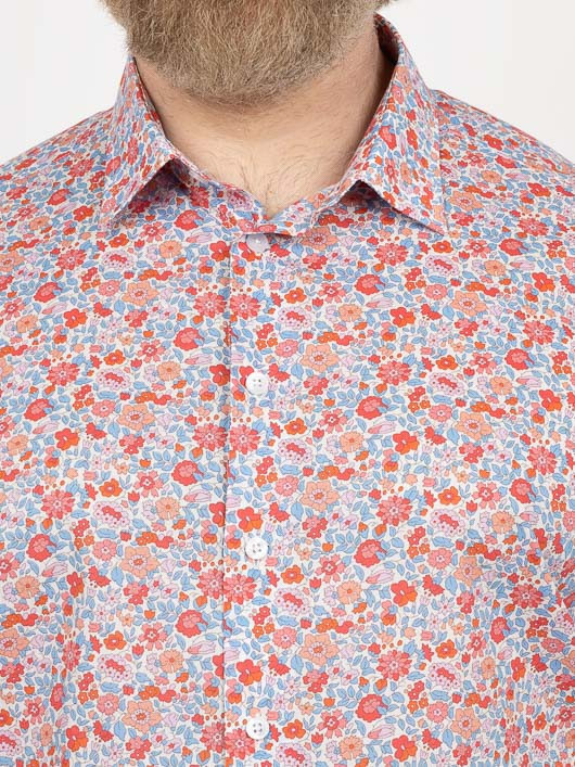 Chemise Tissu Liberty Gianni Fleurs Capel Grande Taille bleu/rouge/orange homme grande taille - Capelstore