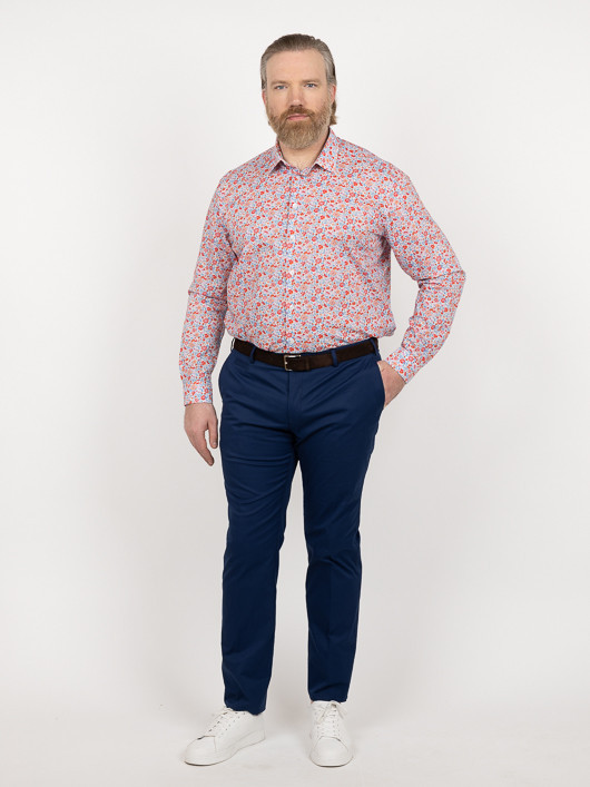 Chemise Tissu Liberty Gianni Fleurs Capel Grande Taille bleu/rouge/orange homme grande taille - Capelstore