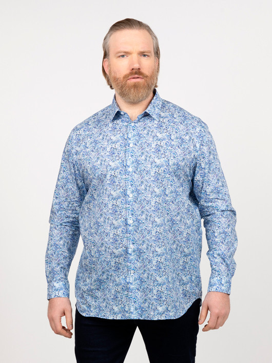 Chemise Tissu Liberty Gianni Capel Grande Taille bleu homme grande taille - Capelstore