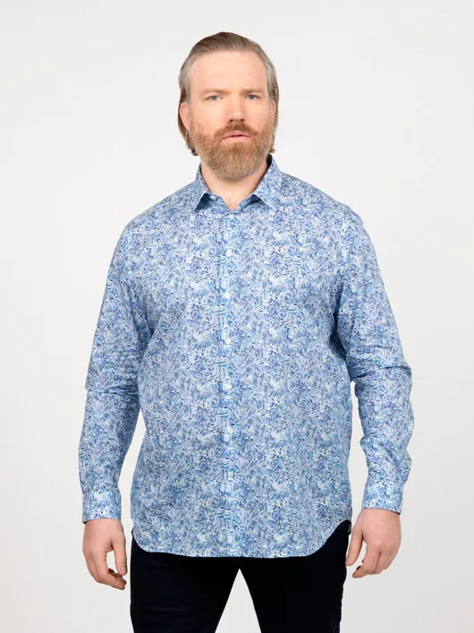 Chemise Tissu Liberty Gianni Capel Grande Taille bleu homme grande taille - Capelstore