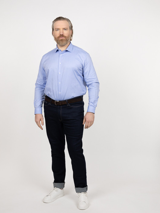 Chemise Max Dobby Bleu Capel Grande Taille bleu homme grande taille - Capelstore