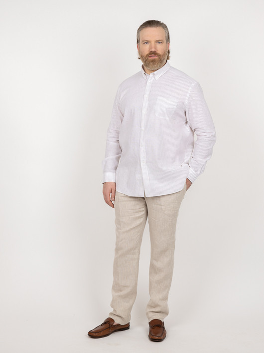 Pantalon En Lin Beige Elastique Capel Grande Taille beige homme grande taille - Capelstore