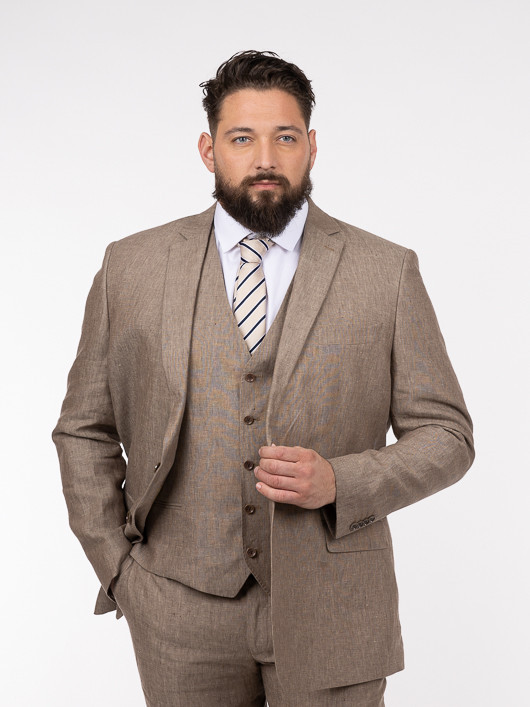 Gilet Lin Marron GlacÃ© Capel Grande Taille marron homme grande taille - Capelstore