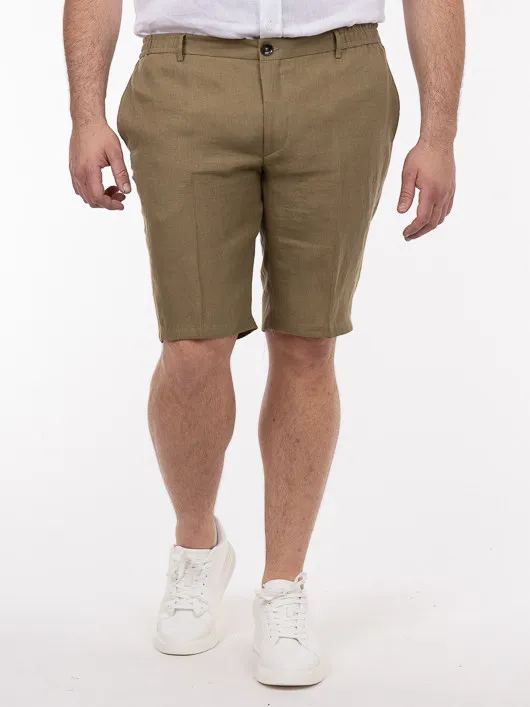 Bermuda En Lin Kaki Elast. Capel Grande Taille kaki homme grande taille - Capelstore