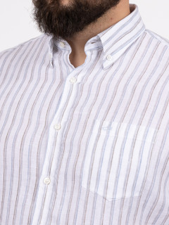 Chemisette Lin RayÃ©e Paul & shark Grande Taille blanc/beige/bleu homme grande taille - Capelstore