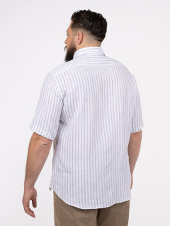 Chemisette Lin RayÃ©e Paul & shark Grande Taille blanc/beige/bleu homme grande taille - Capelstore