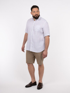 Chemisette Lin RayÃ©e Paul & shark Grande Taille blanc/beige/bleu homme grande taille - Capelstore