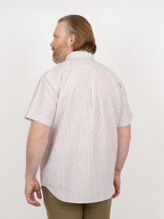 Chemisette Zack/leo Rayee Capel Grande Taille blanc/beige homme grande taille - Capelstore